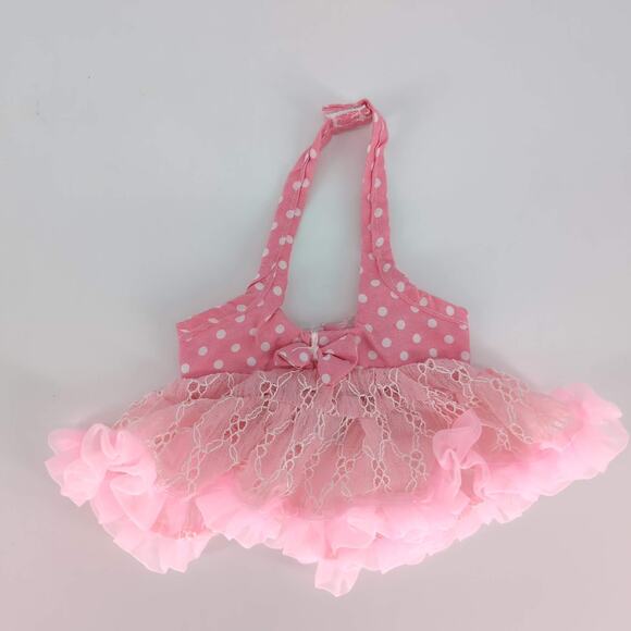 Unbranded Pale Pink & White Polka Dot Lace Halter Neck Dress for 18" Dolls - GUC - Picture 6 of 9